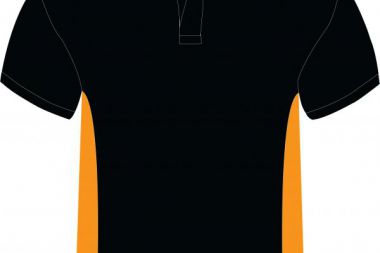 Áo Thun Cổ Trụ Màu Đen Phối Cam Ở Eo