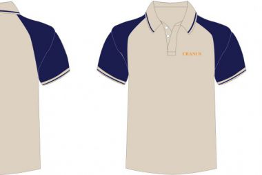 Áo Thun Màu Kem Phối Xanh Bích