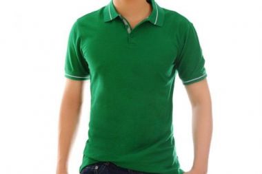 Đồng Phục Áo Thun Màu Xanh Lá Cổ Trụ Viền Trắng