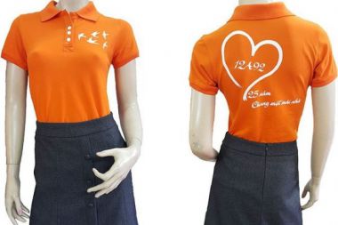 Đồng Phục Áo Thun Sự Kiện Nữ Cổ Trụ Màu Cam