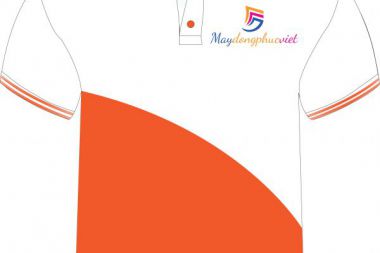 Đồng Phục Cổ Trụ Màu Trắng Phối Cam Bo Ba Sọc