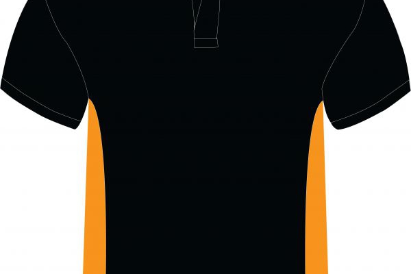 Áo Thun Cổ Trụ Màu Đen Phối Cam Ở Eo