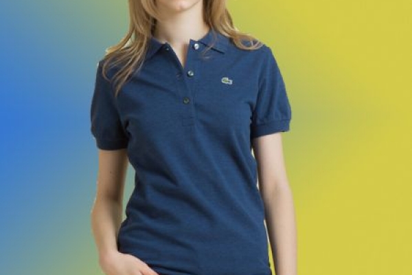 Đồng Phục Áo Thun Cá Sấu Nữ Màu Xanh Cổ Trụ