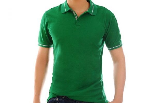 Đồng Phục Áo Thun Màu Xanh Lá Cổ Trụ Viền Trắng