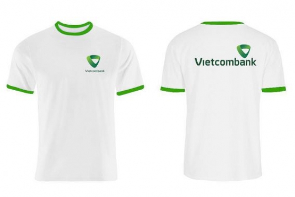 Đồng Phục Áo Thun Nhân Viên Cổ Tròn Trắng Phối Xanh