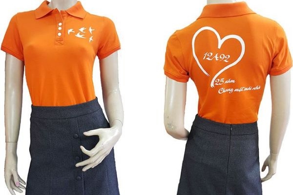 Đồng Phục Áo Thun Sự Kiện Nữ Cổ Trụ Màu Cam